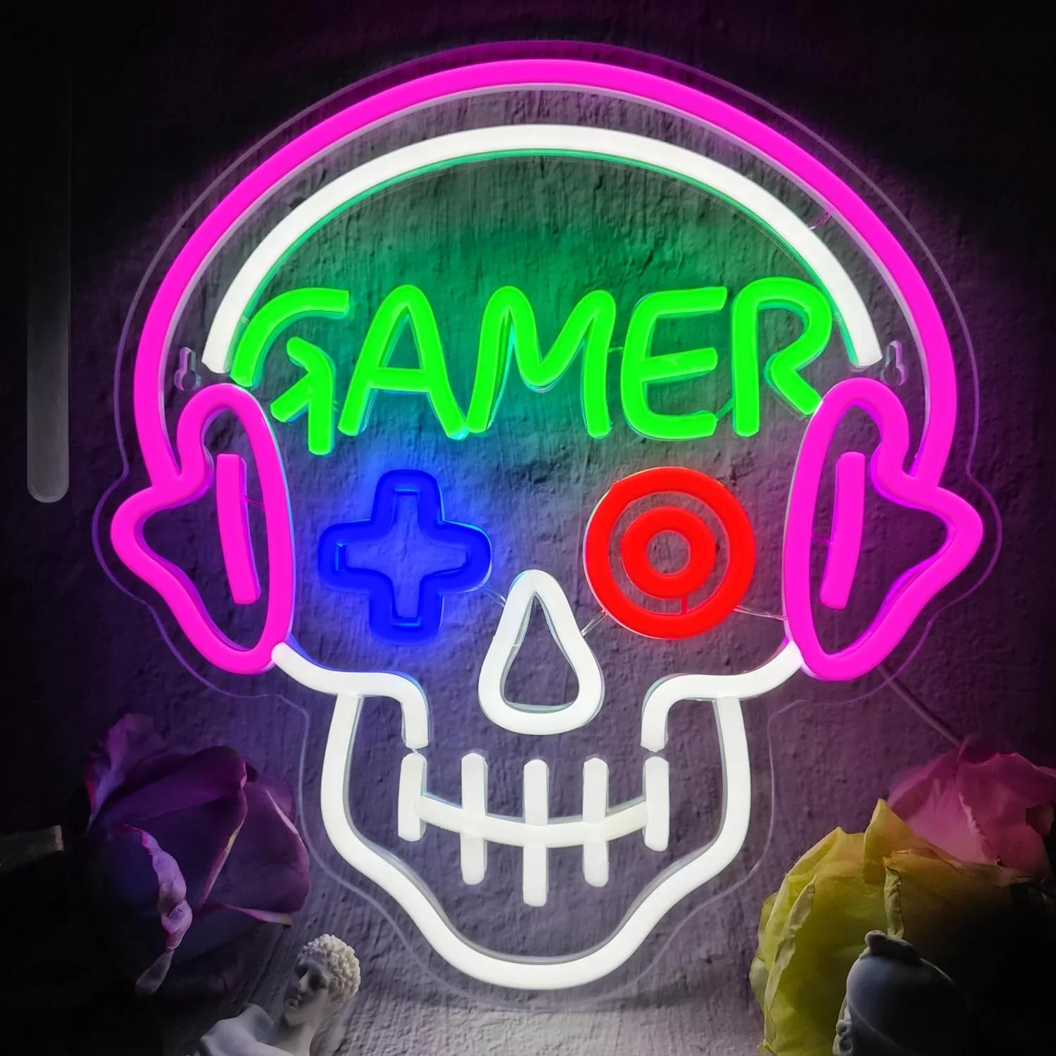 

Gamer Neon Sign LED Skull Neon Light For Gamer Room Wall Decor USB Powered For Room Decor Game Zone Man Cave Bedroom Gamer Gift