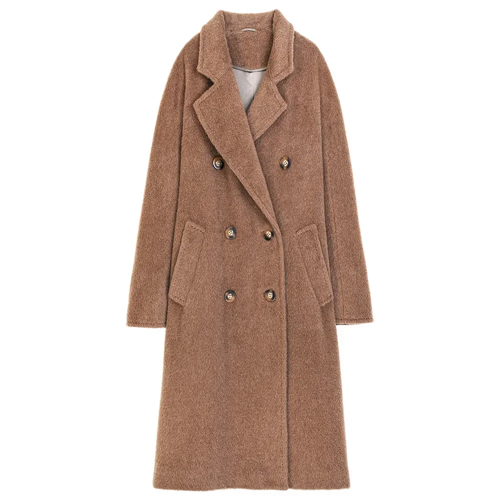 Velvet coat women's medium and long high-quality women's clothing long-haired style woolen coat