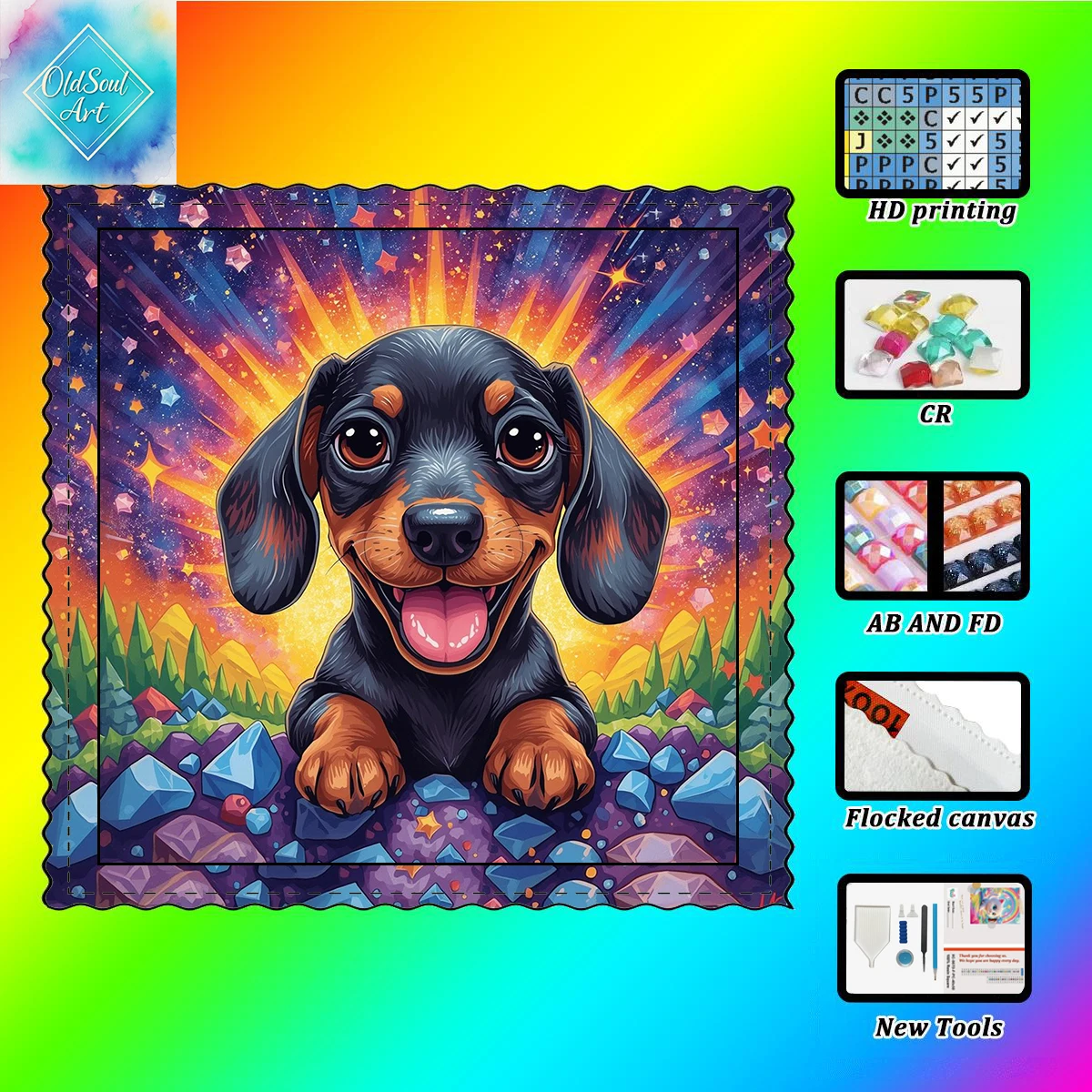 

【Oidsoul DIAMOND ART】puppy Resin Diamond AB Diamond Crystal Diamond Fairy Dust Diamond Painting