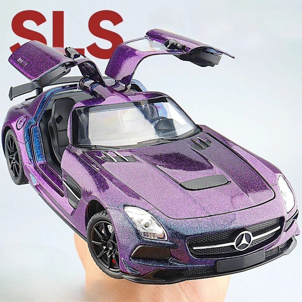 

1:24 SLS GTR F1 безопасная модель спортивного автомобиля, игрушечный сплав, литой под давлением звук, свет, двери, открытые миниатюрные модели автомобилей, коллекция подарков