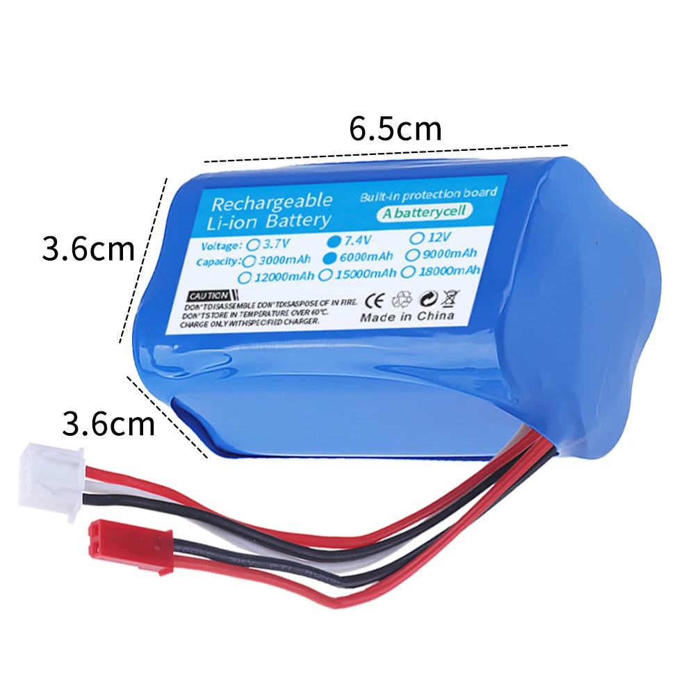 Batería recargable de alta capacidad para coche teledirigido, 7,4 V, 6000mAh, para HuanQi 957/948/848B/827B/823/955/956/957/948 MJX F45/T55, 7,4 v