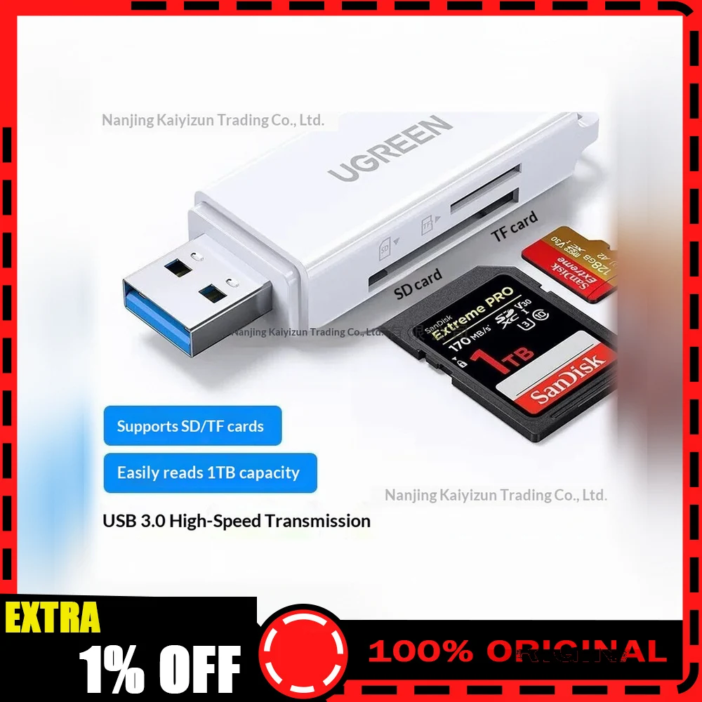 UGREEN 40753 CM104 USB 3.0 SD TF Card Reader Memory Card Adapter for Computer Laptop