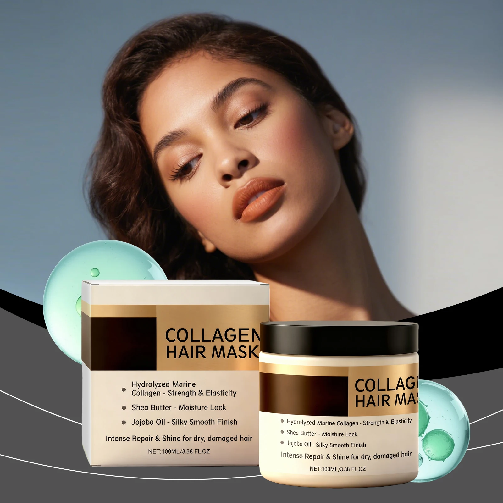 

Anti-Dryness Collagen Hair Mask Daily Moisturizing Brightens Hair Shine Protects Hair Hydrates Makes Hair Soft Smooth Glossy