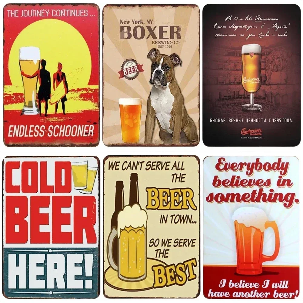 Beer Cheers Tin Sign Vintage Wall Plate Painting Decor Kitchen Bar Club Restaurant Pin Up Metal Signs Crafts Decorative Plaques