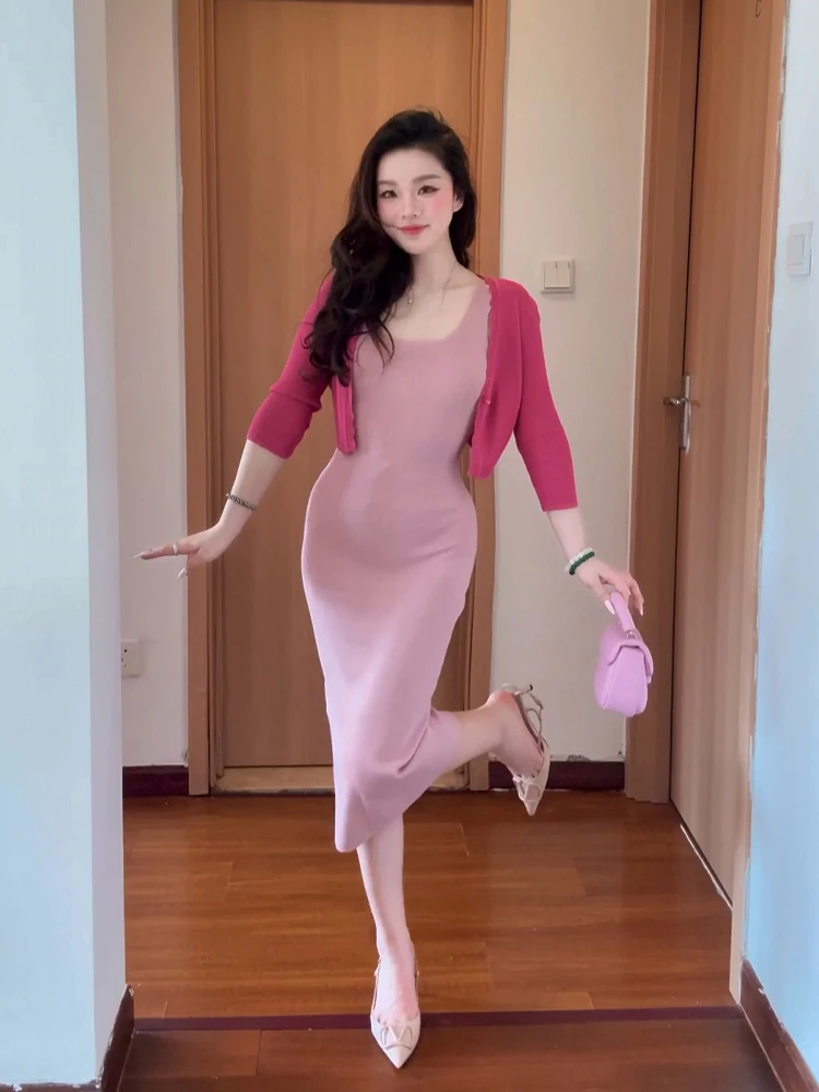 

Elegant Summer Long Dress Women's Casual Open Cardigan Style A-Line Skirt High Waist Korean Version plus Size Dress