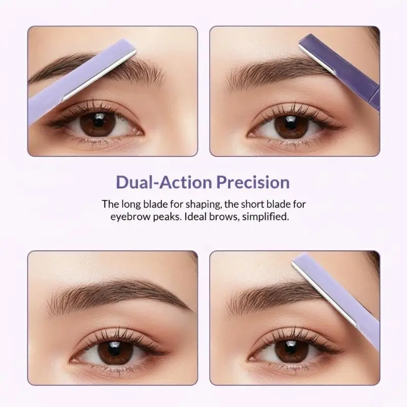 1/2/3/5Pcs Eyebrow Trimming Knife Purple Double Head Eyebrow Razor Safe Portable Trimmer For Beginners Facial Hair Remover Tool