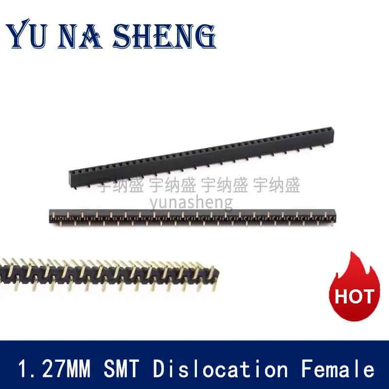 10Pcs/lot 1.27 Pitch Single row patch 40P 50P Female socket SMD SMT Male  1X40 1*40 1x50 1*50 1.27mm Interleaved connectors