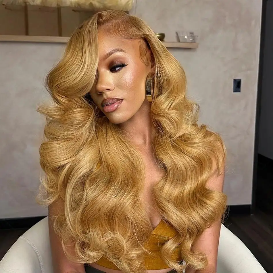 30 Inch Honey Blonde Body Wave 13x4 HD Lace Front Human Hair Wigs Brazilian Colored 13x6 Transparent Lace Frontal Wig For Women