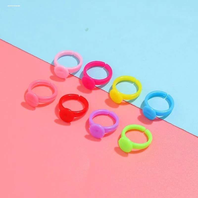 

Пластиковые кольца-держатели для детских украшений из смолы, для рукоделия, открытые кольца-основы, материалы для аксессуаров для волос, декор для ювелирных изделий