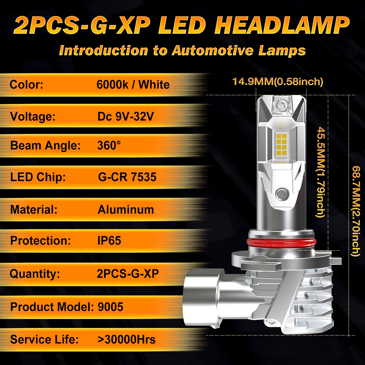 Katur 2x 9005 HB3 LED Headlight Bulbs Fanless DRL High Beam Canbus 16000lm Plug and Play Car Lamp For Hyundai SONATA 2014~2023