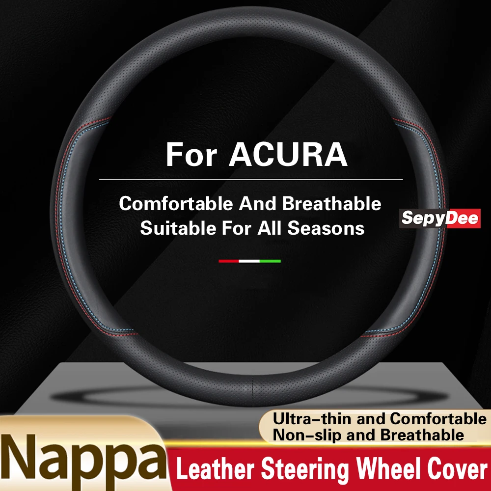 Nappa Leather Car Steering Wheel Cover For Acura MDX NSX CDX TLX - L RDX Non-Slip Breathable Universal 15 Inch