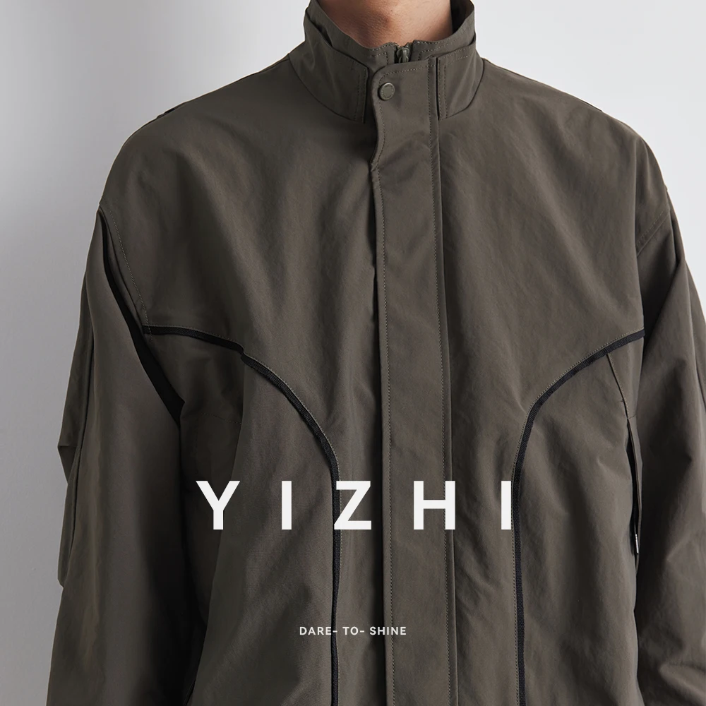 가을 새로운 미국 스탠드 칼라 자켓 남자 파일럿 루즈 자켓 코트 스포츠 야외 방풍 방수 작업복 탑 코트