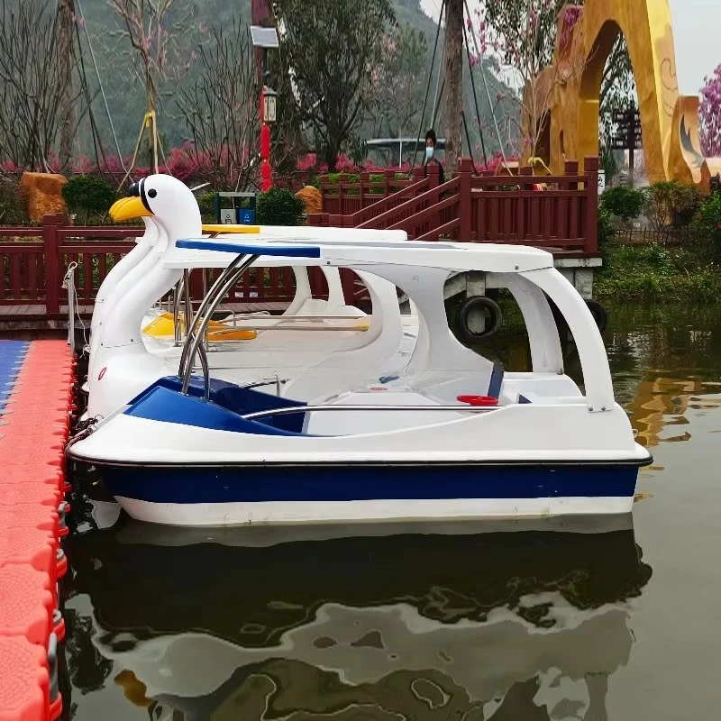 Outdoor water play equipment park 4 people water bike paddle electric catamaran water park pedal boat