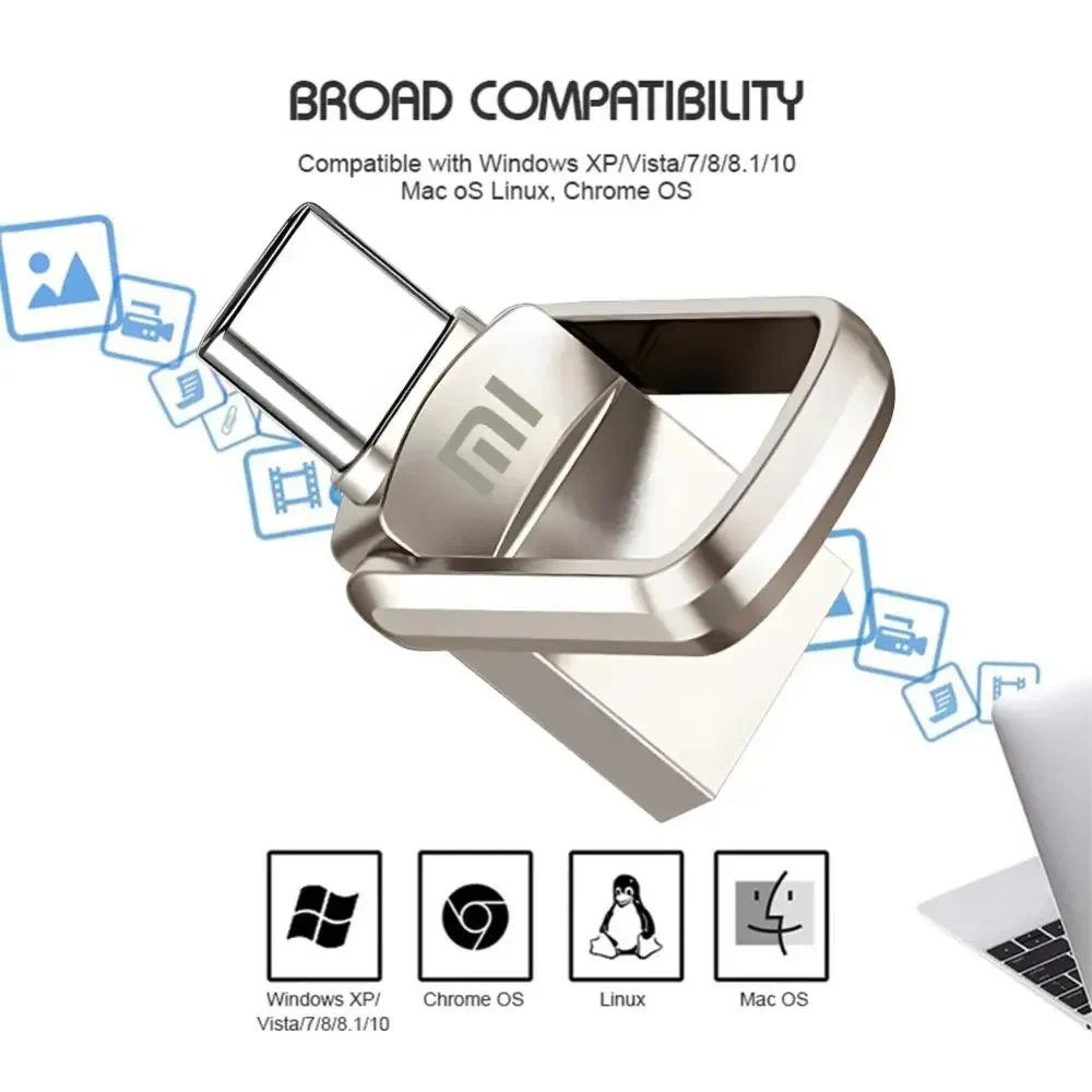 Xiaomi Mini 2TB Flash Drives USB 3.0 Fast Type C Pen Drive Memory Stick High Speed Data 512GB For Computers Phone PC Fast U Disk