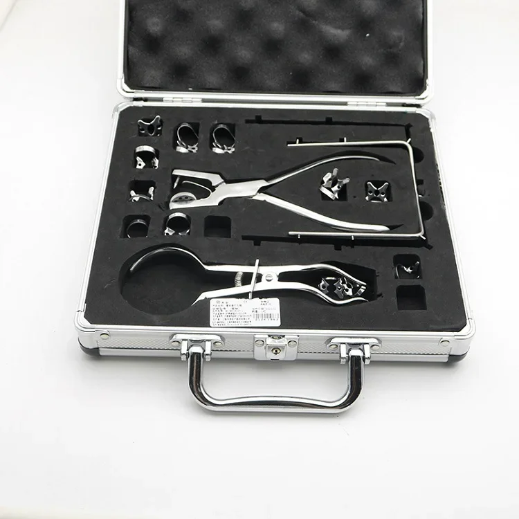 Dentals Instrument Stainless Steel Rubber Dam Frame Forceps Clamps Punch Puncher Kit