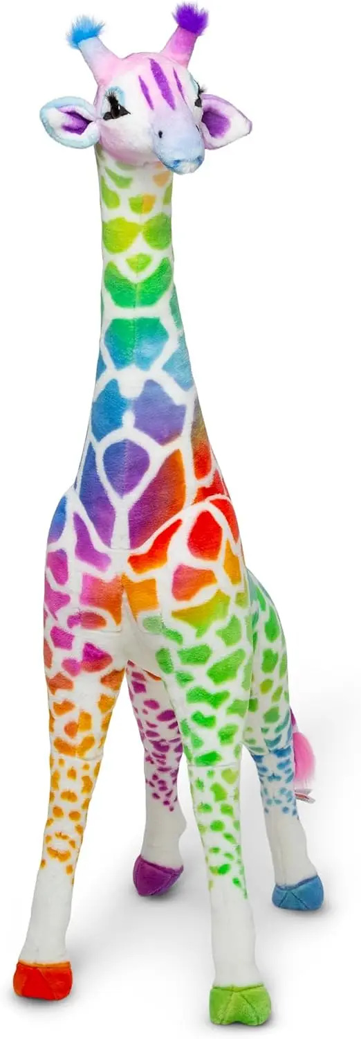 Realistic Stuffed Rainbow Giraffe Plush, Lifelike Animal Design