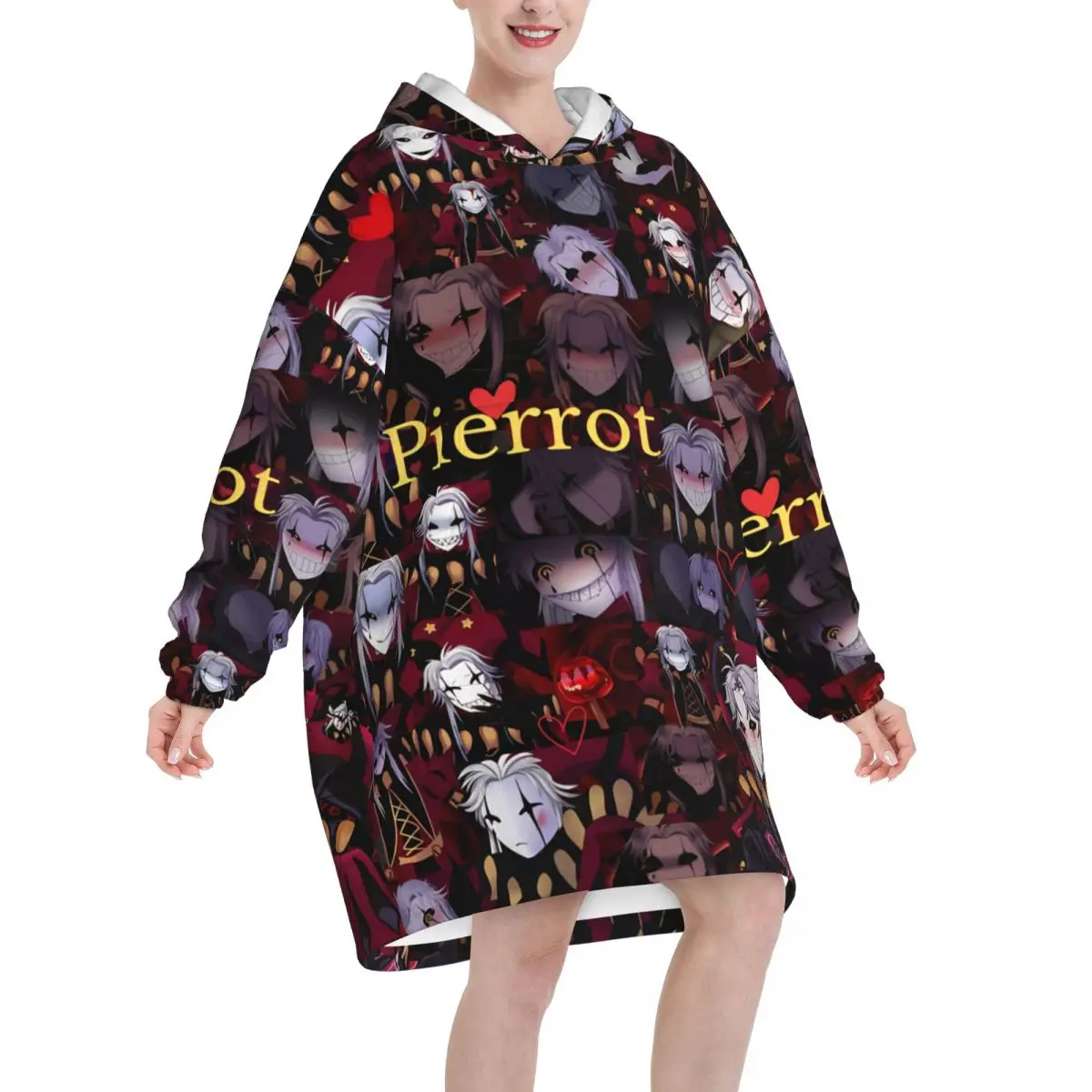 Pierrots The Freak Circus Blanket Hoodie Wearable Blanket Large with Pocket Warm Sleeping Bag Soft Cozy Onesie