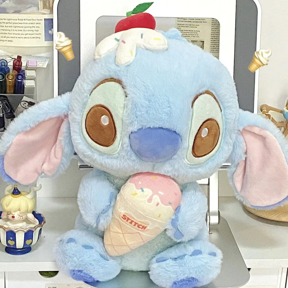 25 ซม. Kawaii Ice Cream Stitch ตุ๊กตาของเล่นอะนิเมะตุ๊กตายัดไส้ตุ๊กตาหมอนสบายโซฟาเบาะตกแต่งวันหยุดของขวัญสําหรับเพื่อน
