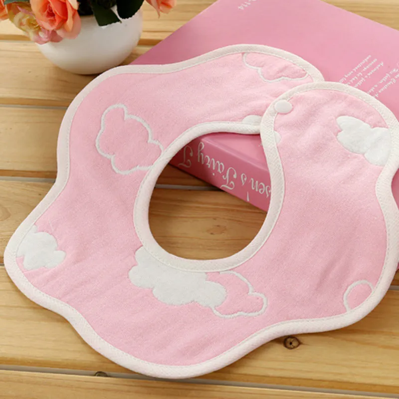 2pc/Lot 6 Layers Muslin Cotton Bibs 360 Degree Rotation Baby Babador Small Kids Feeding Burp Clothes Toddler Bibs