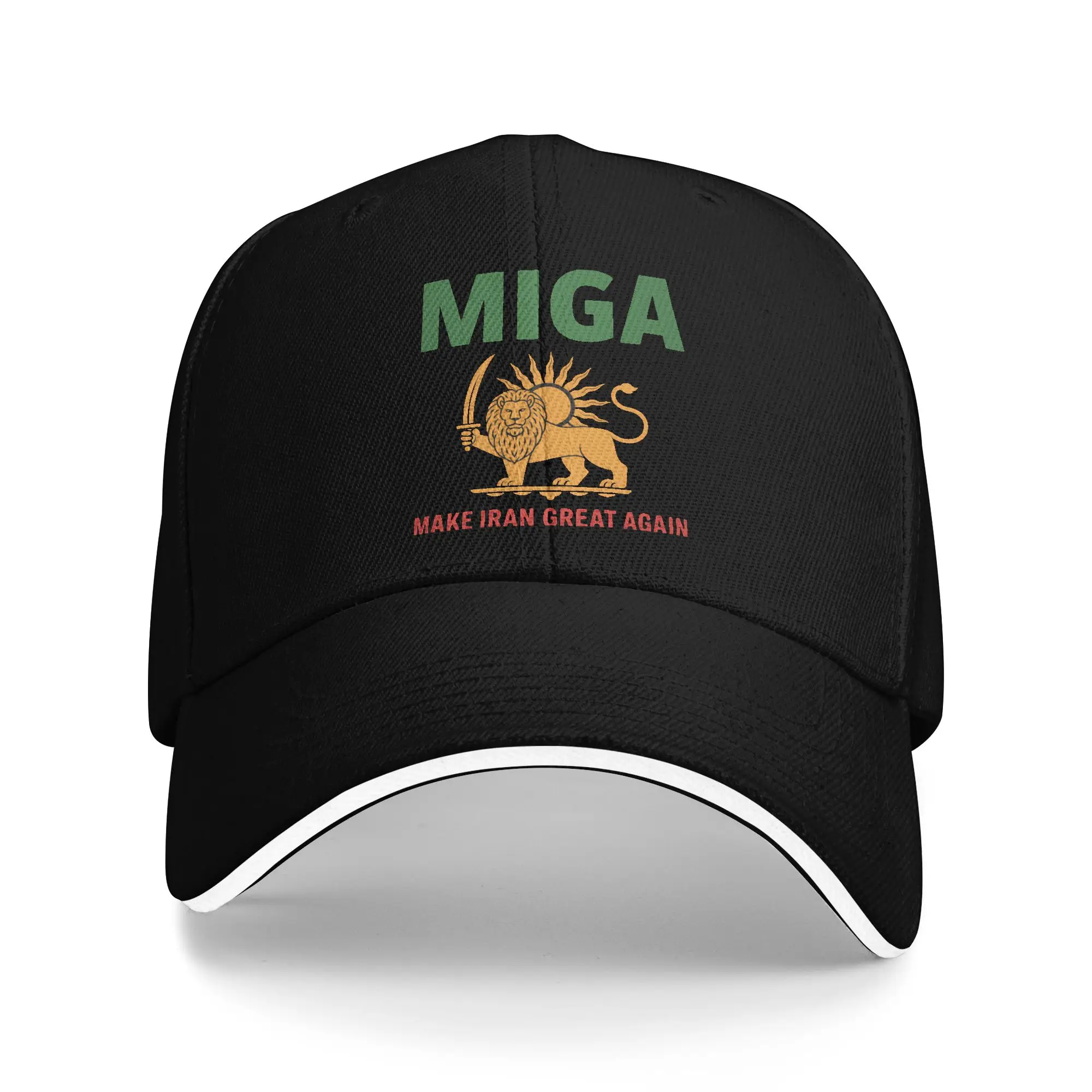 Gorra tipo sandwich Miga MIGA con emblema de Irán, para hombre y mujer, gorra retro estilo papá, gorras transpirables con cierre a presión, gorras de béisbol