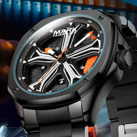 Mark Fairwhale 5060 Fashion Luxury Quartz Watch Waterproof Male Clock Luminous Stainless Steel Men Watch