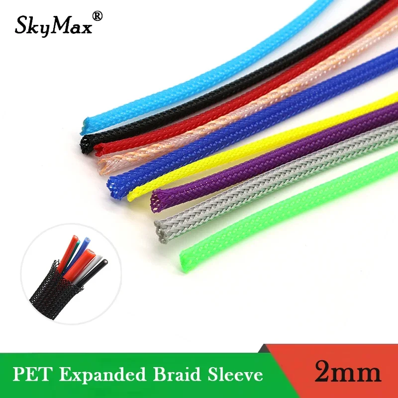 

1/2/3/5/10/20/30/50M 2mm Insulated PET Braid Sleeves Sleeving High Density Cable Sheath Wrap Cable Protector Braid For Wires