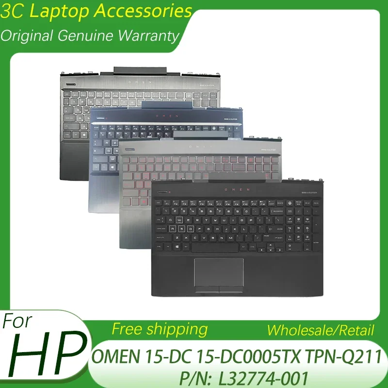 

Original New US Russian French Keyboard For HP OMEN 15-DC 15-DC0005TX TPN-Q211 Laptop Palmrest Cover Backlit keyboard L32774-001