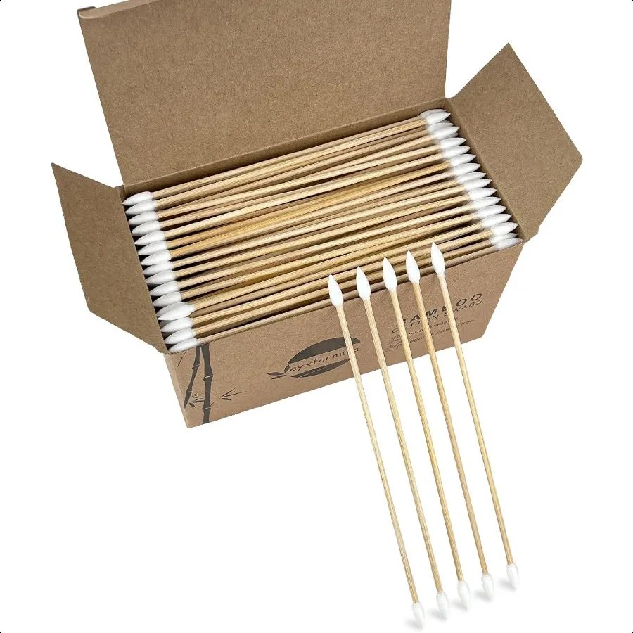 200 400 Uds hisopos de limpieza de pistola con puntas de doble punta palos de bambú resistentes de 6 pulgadas hisopos de algodón largos sin pelusa para arma de fuego Mai