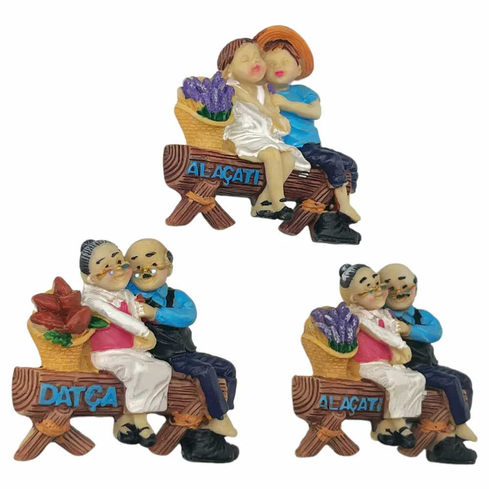 Alacati 3D Lavender Couple Fridge Magnet, Resin Aegean Souvenir, Gift & Collectible