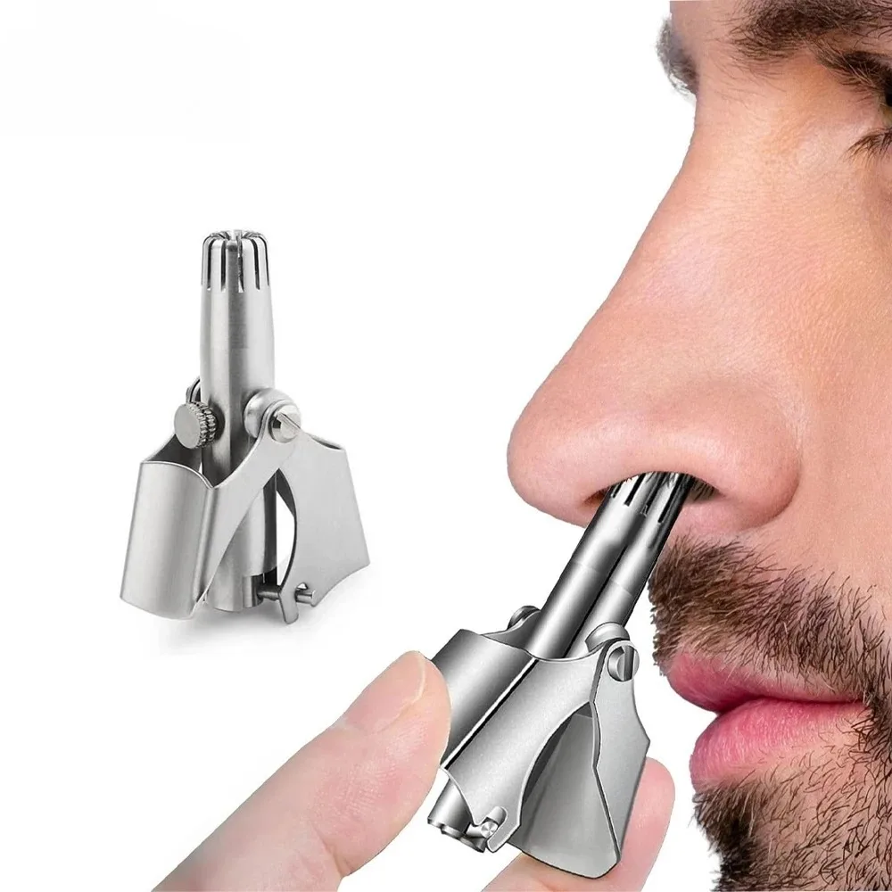 Nose Hair Trimmer Cleaner For Men Women Stainless Steel Manual Mechanical Shaving Razor Washable Hair Removal Tools With Brush