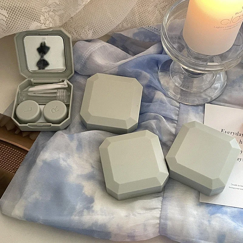 ピンセット付きコンタクトレンズボックス,ポータブルコンタクトレンズケース,吸盤セット,トラベルキット,キャンディーカラー,無地