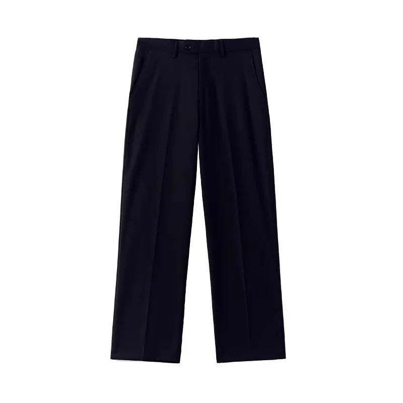 

Authentic Summer Men's Uniform Pants Straight Cut Drapey Suit Trousers Pure Color Casual Youthful Polyester Blend Long Trousers