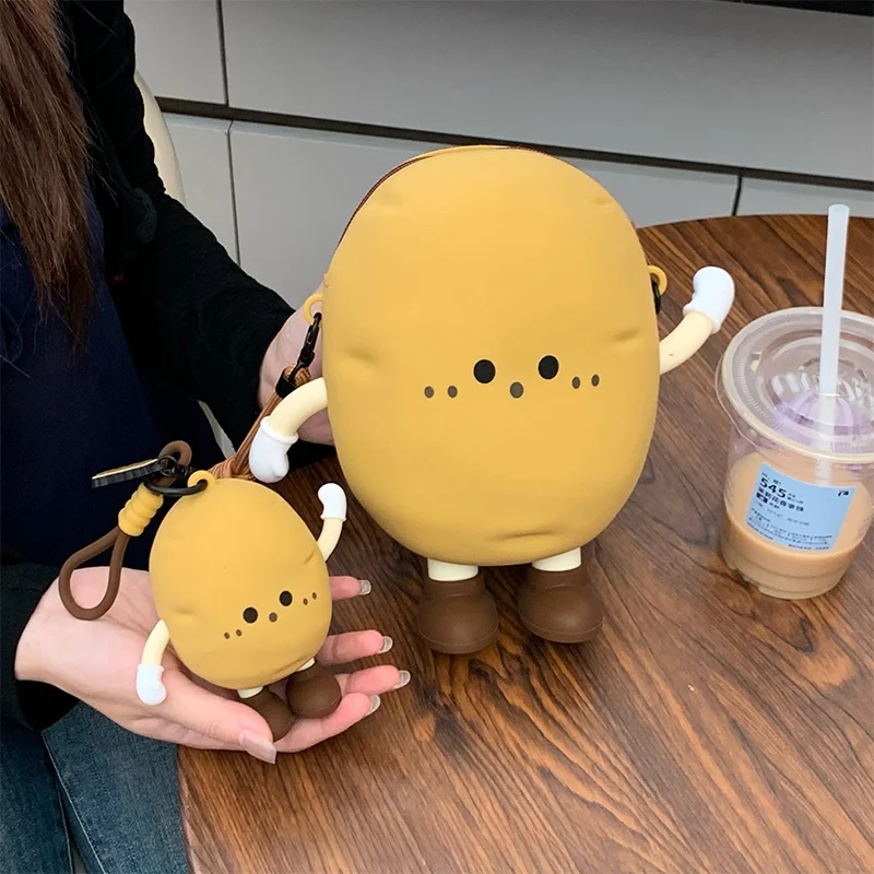 

Potato Creative Cute Portable Crossbody Bag Single oulder Bag Lipsti Earphone Storage Bag Women's Mobile Phone Bag