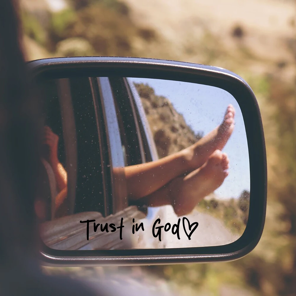 Trust in God Heart Car Rear View Mirror Sticker Decal Faith Bible Verse Christian Church Auto Vehicle Bumper Decor