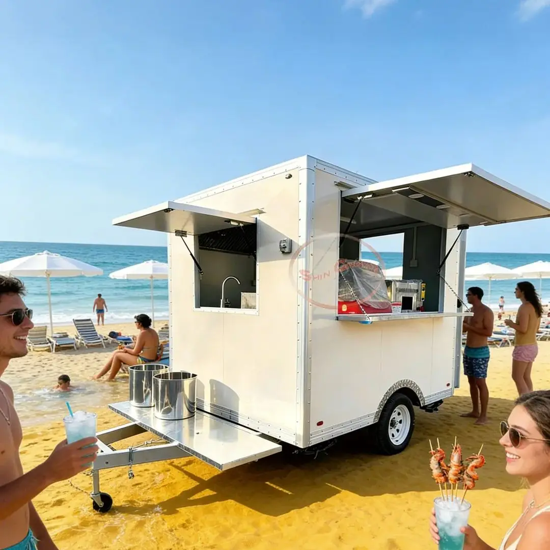 

Customizable Stainless Steel Kitchen Cart Fiberglass Mobile Food Trailer for Fast Food Vending Truck