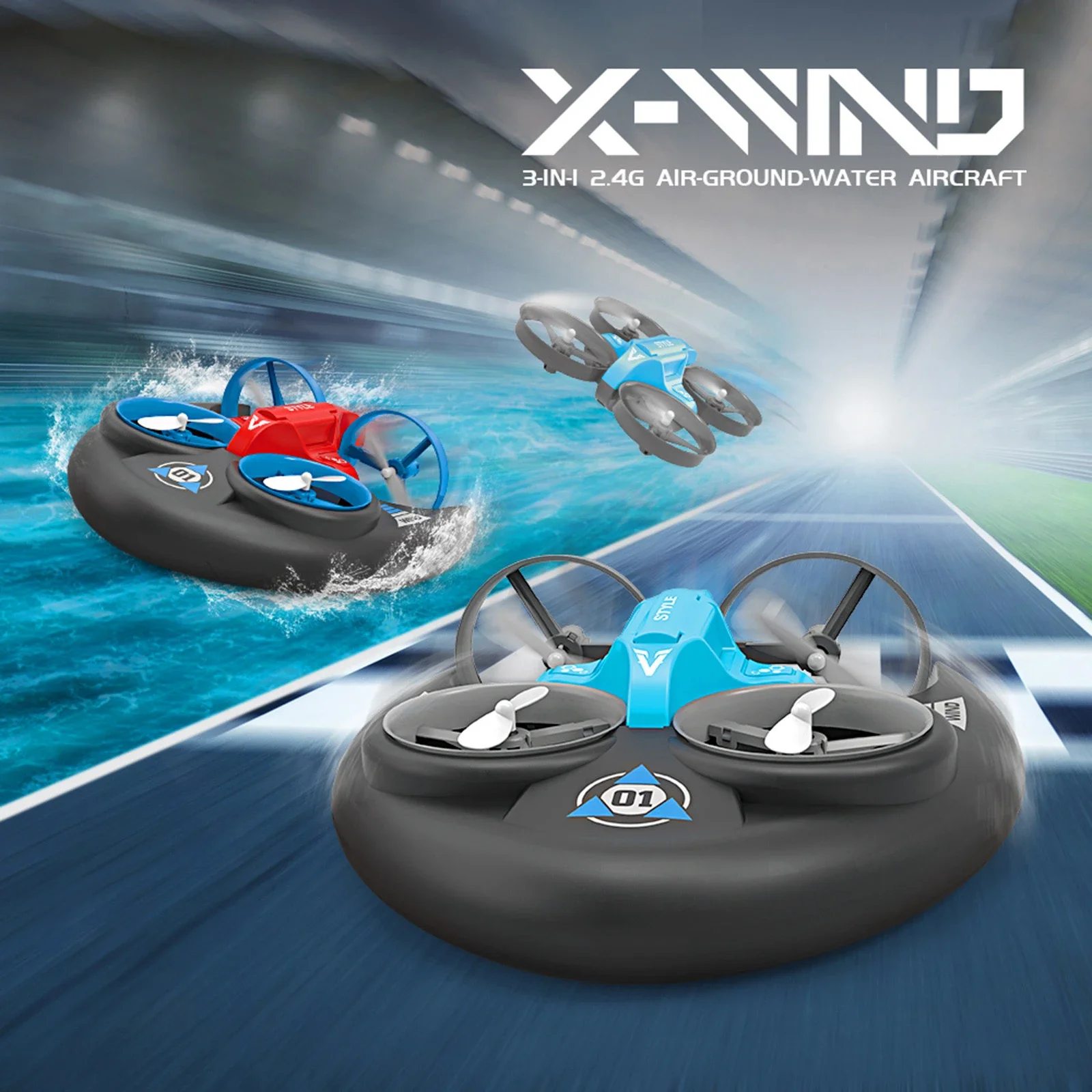 

JJRC H101 2.4G Rc Water Land and Air Four Axis Flying Hovercraft Remote Control Vehicle 3-in-1 Rc Mini Drone Children Toy Gift