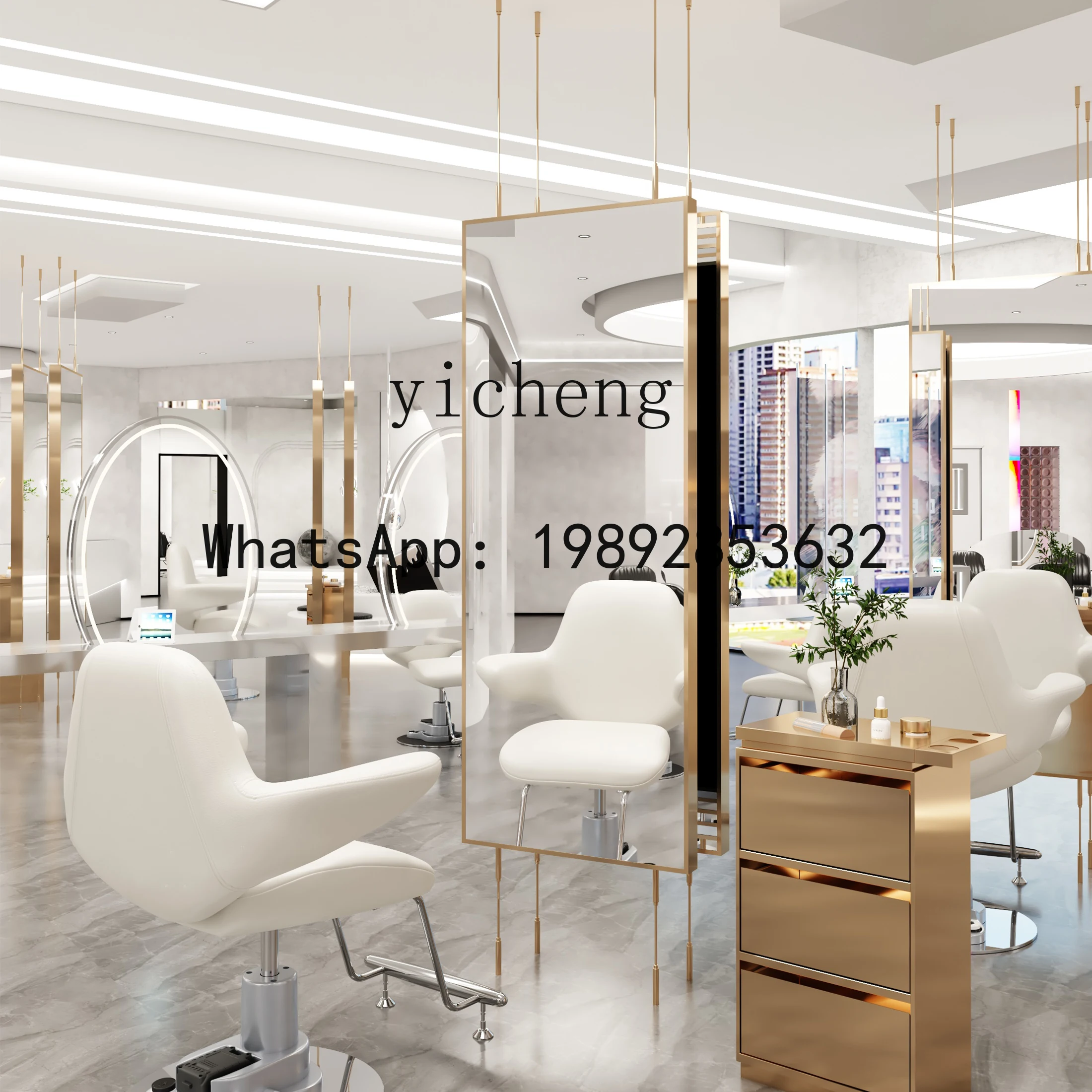 H3  barber shop mirror hair salon special table perm, dye and cut hair floor full body mirror with storage double-sided mirror