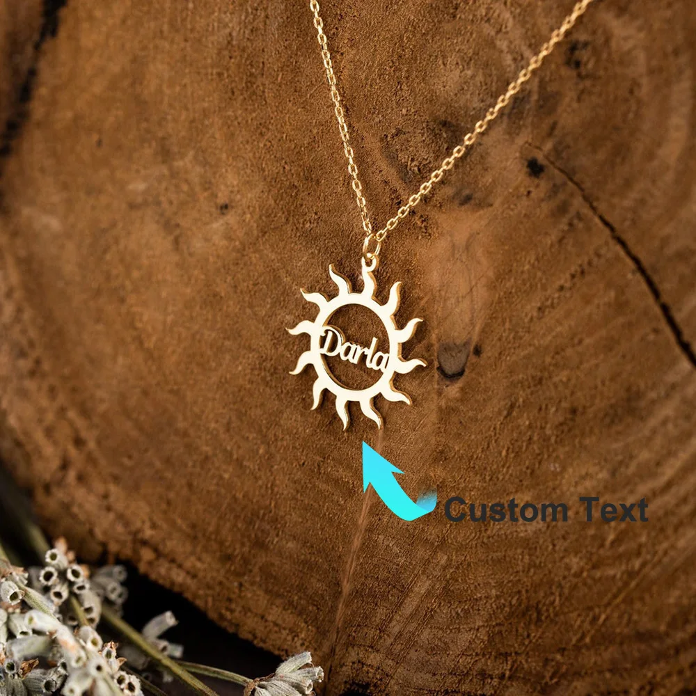 

Custom Sun Name Necklaces For Women Gold Color Stainless Steel Personalized Sun Name Necklace Valentine Wedding Jewelry Perfect