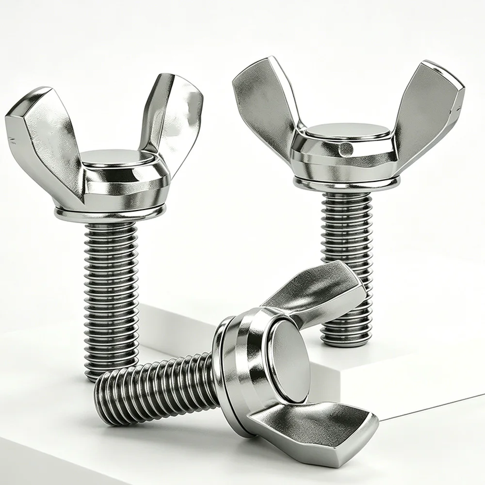 304 Stainless Steel Wing Bolt Butterfly ScrewM3M4M5M6 Hand Tighten Hardware Tool-Free Adjustable Knob Screws Furniture Machinery