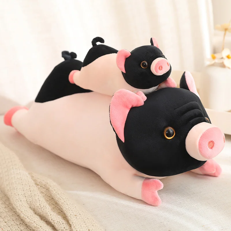 Simulation Cute Black Face Piggy Plush Pillow Toy Cartoon Stuffed Animal Pig Plushi Cushion Doll Anime Soft Kids Toys Home Decor