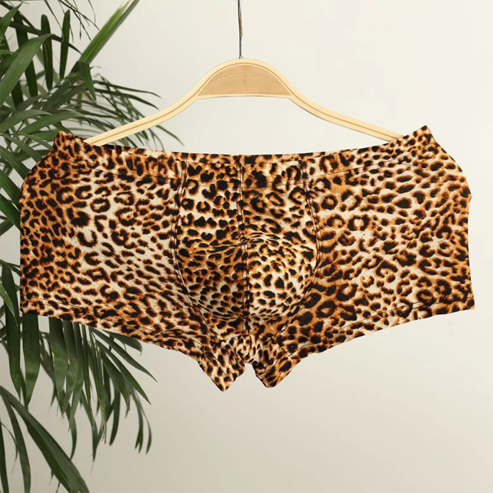 Men Trunks Leopard Print Boxers Briefs Underwear Short U Convex Panties Fitness Shorts Mens Underpants Ropa Interior Hombre