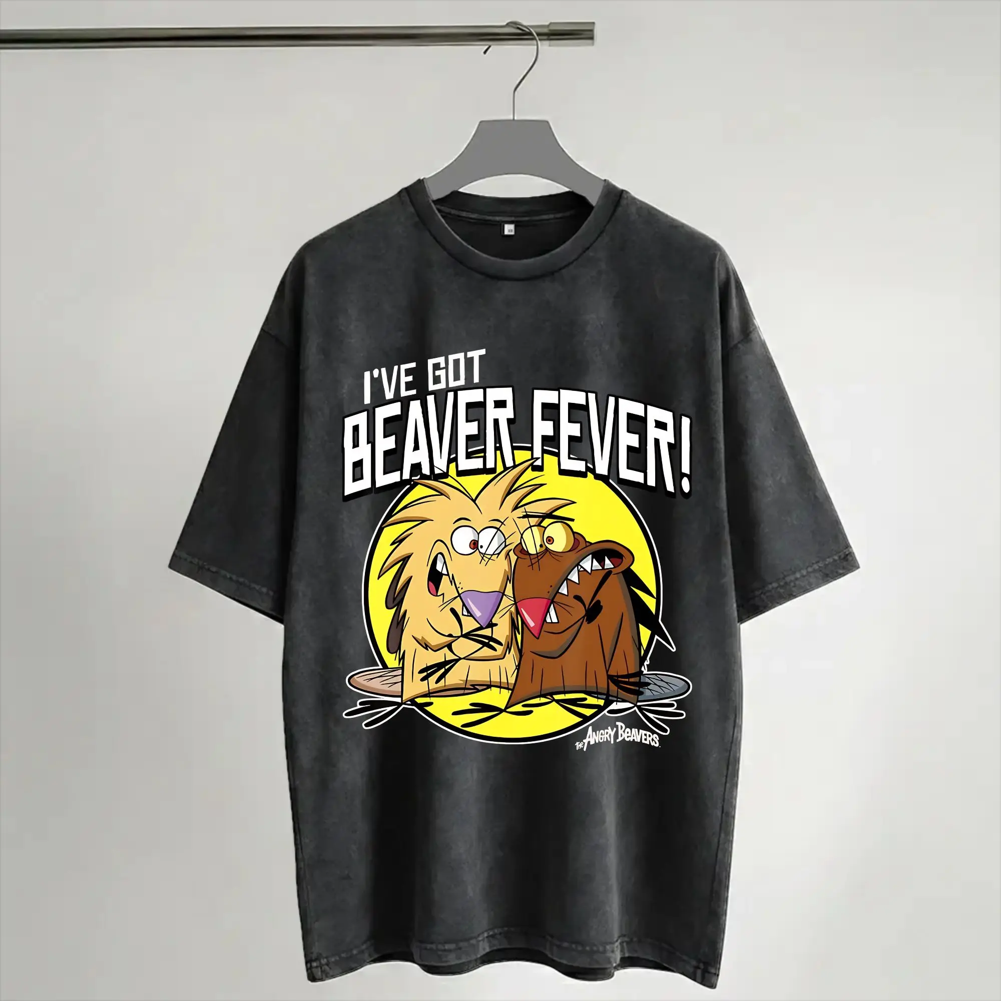 Angry Beavers Daggett & Norbert Feverish  T Shirts Hip Hop Washed Short Sleeve Harajuku T-Shirt Vintage for Men Women Streetwear