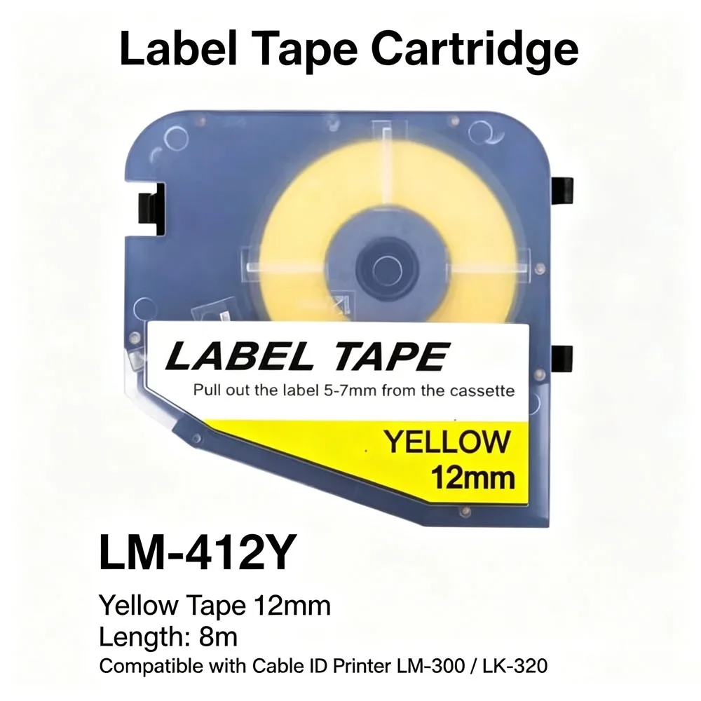 Yellow Cassette Label Tapes lm-412y(12mmX8m) LMARK Ink Ribbon Printer Sticker For Tube Marking Machine LK-350,lk-320p