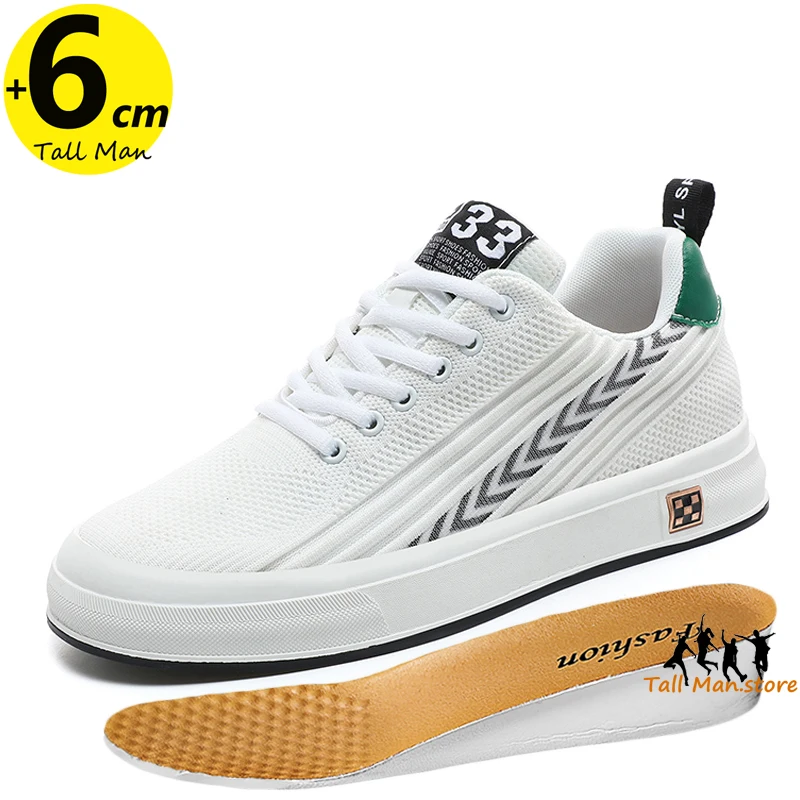 Zapatillas deportivas para hombre, zapatos de aumento de altura, plantilla de 6cm, talla grande 37-46