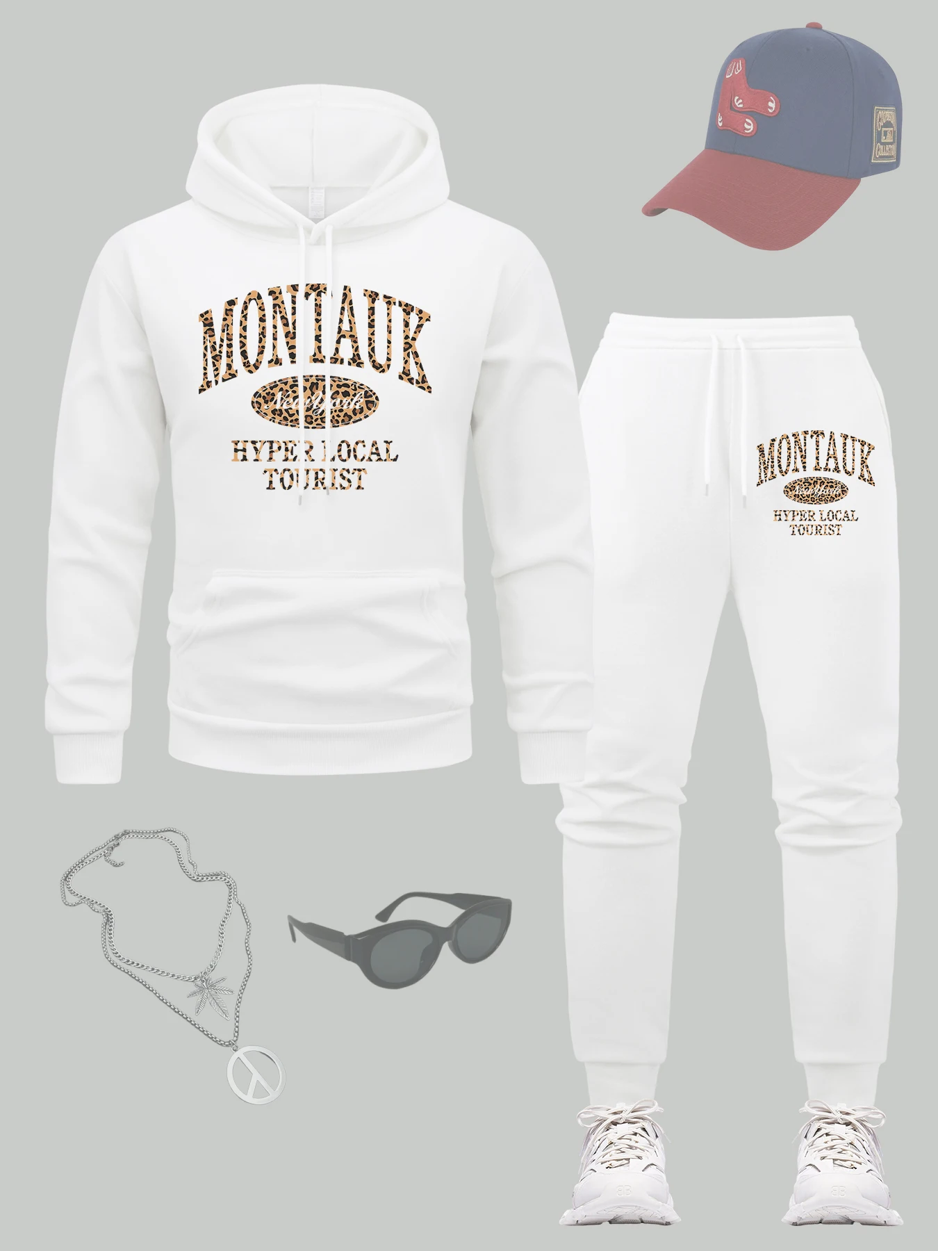 

Комплект толстовок с принтом Montauk New York, осенние универсальные толстовки, удобные флисовые спортивные штаны, мужские комплекты одежды на шнурке