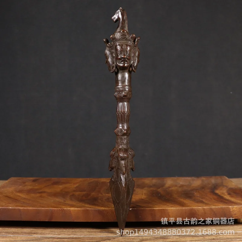 Pure Copper Ritual Artifact Horse Head Ming Wang Pumbha Vajra Demon Subduing Pestle Copperware Ornament Craft
