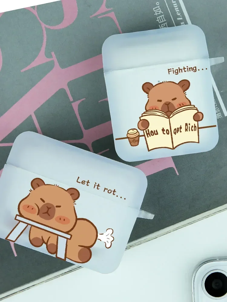Capybara Rot Pattern Case for Apple AirPods, 1st, 2nd, 3rd, 4th Pro, 1, 2, 3, 4, Cute Capy Bara Protect Cover, Kawaii Aesthetic Fundas, New