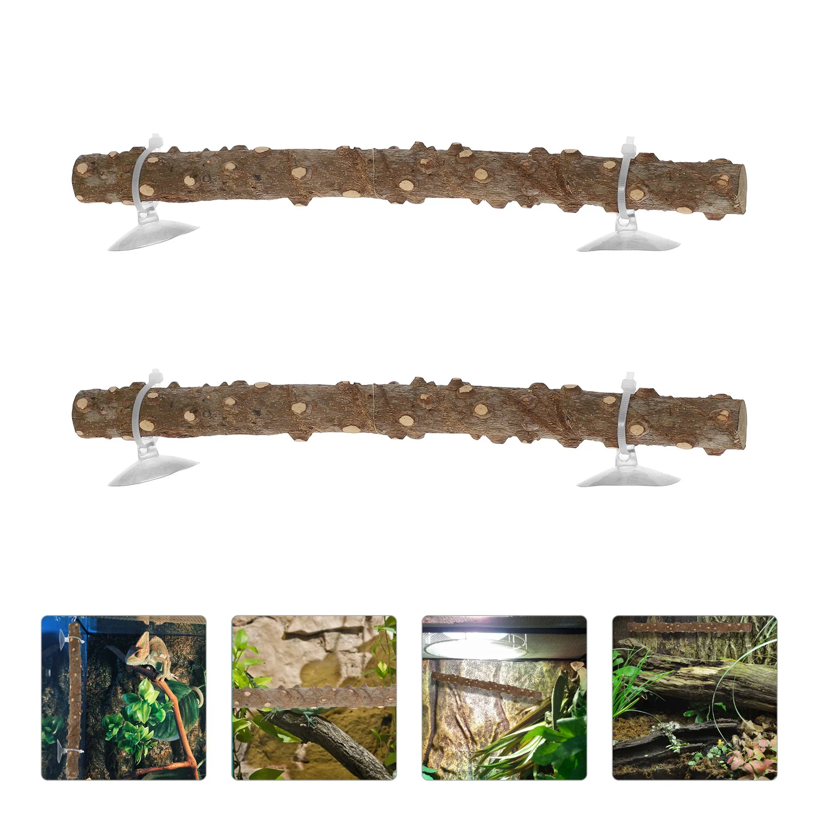 

2Pcs Reptile Climbing Stick with Suction Cup Zip Ties for Bearded Dragon Lizards Snakes Terrarium Habitat Decoration