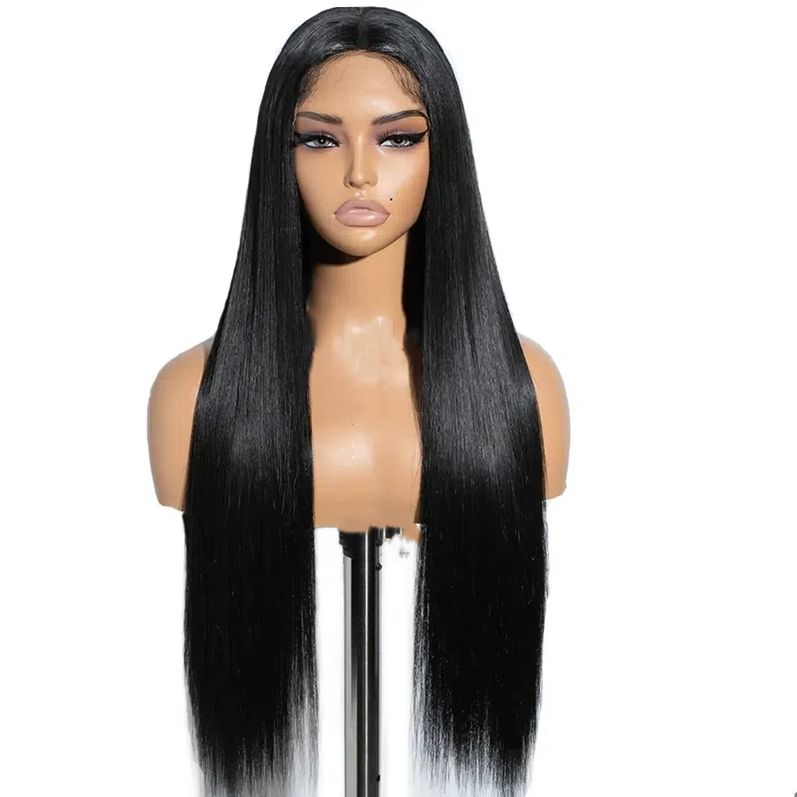 Прямые бесклеевые парики из натуральных волос, предварительно вырезанные 7x5, бесклеевые парики из человеческих волос, парик из человеческих волос для начинающих, черный