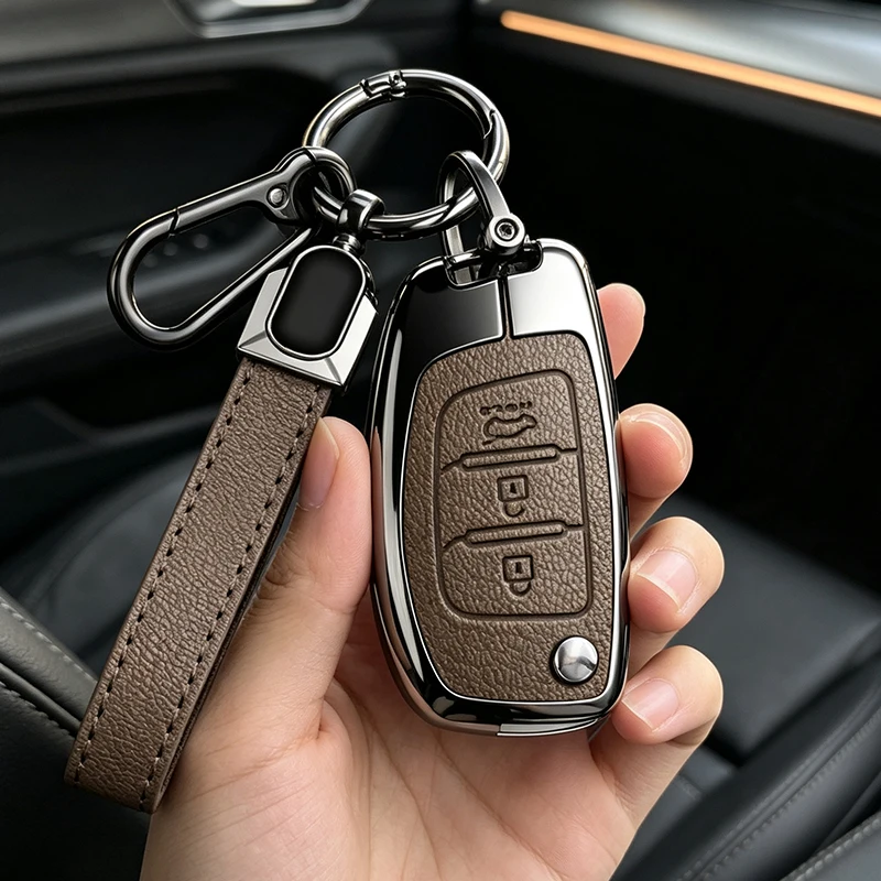 Car Key Case Cover For Hyundai Grand i10 2023 IX35 IX45 I20 I30 HB20 Elantra Solaris Sonata Santa Fe Sport Tucson Metal Shell